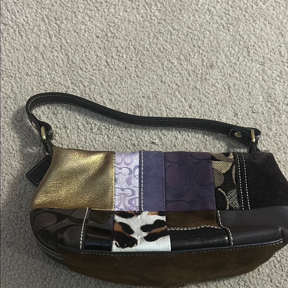 Coach Gold and Purple Eclectic Shoulder Bag